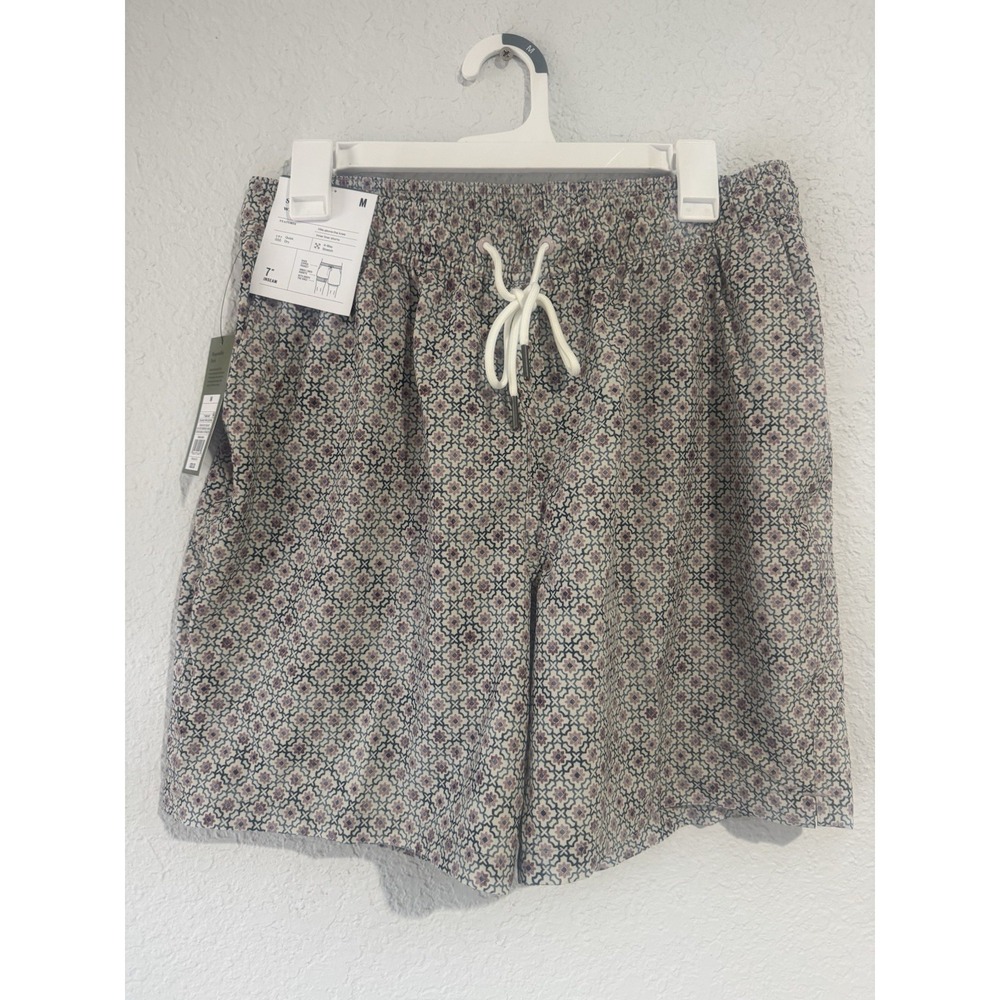 Men's Swim Trunks with Liner 7in Goodfellow & Co Size Medium Blue Tan Pink NWT